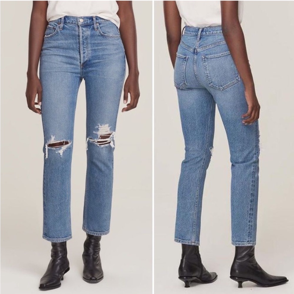 AGOLDE Riley High Rise Straight Crop Jeans Whiplash Wash - 32